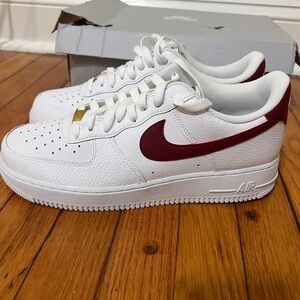 Nike Air Force 1 ‘07  White/team Red -white size mens 10. Wmns 11,5